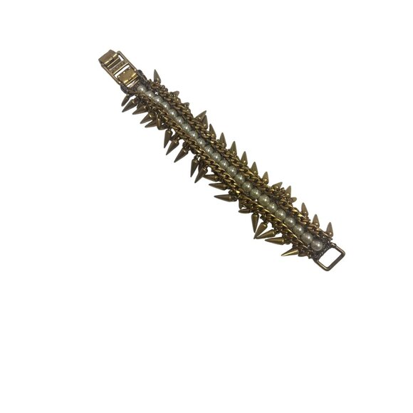 Stella & Dot Gold Tone Pearl Drop Spiked Jacinthe Bracelet - Picture 4 of 6